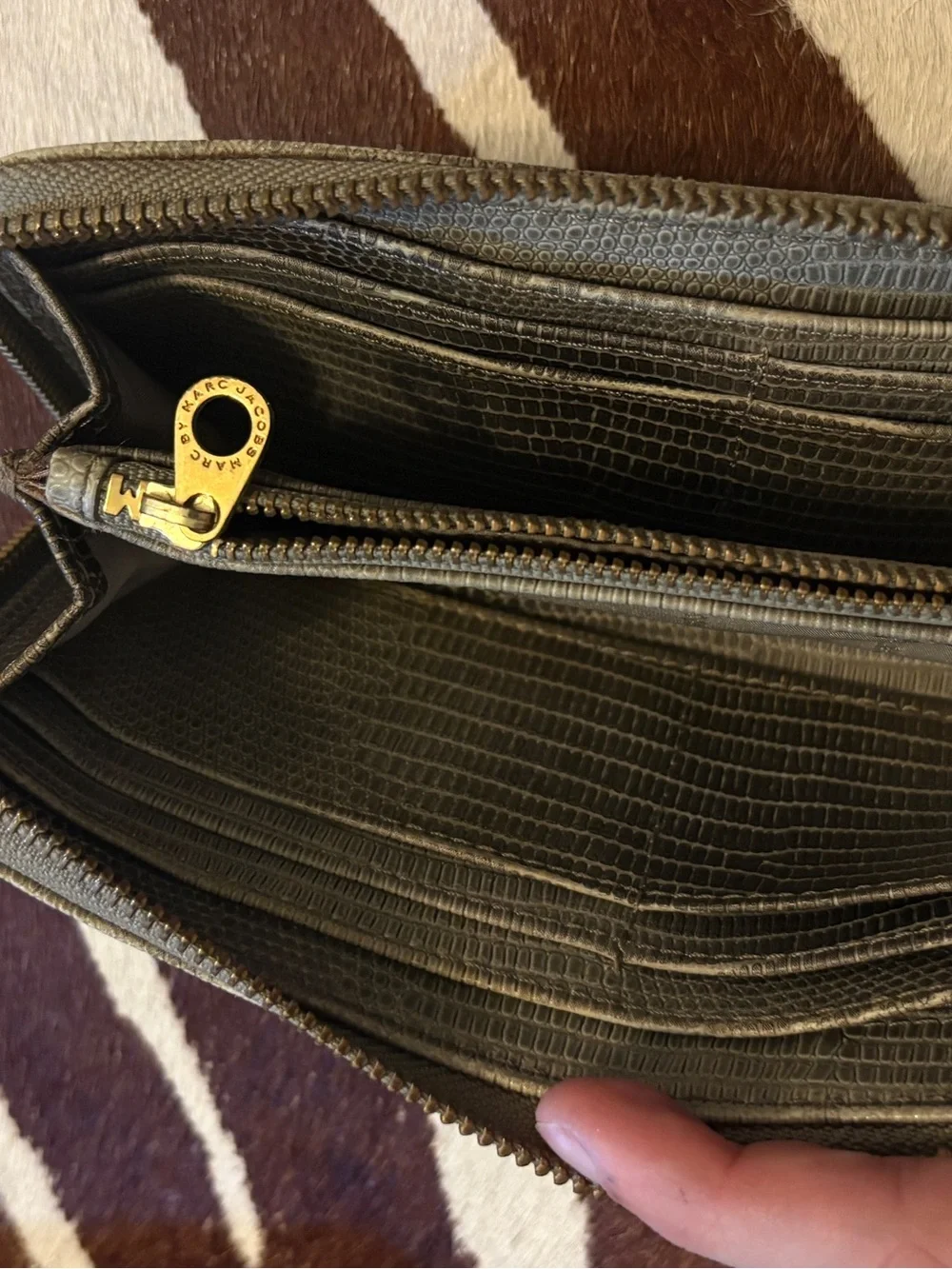 Marc Jacobs Green and Gray Textured Hobo Shoulder Bag with Wallet